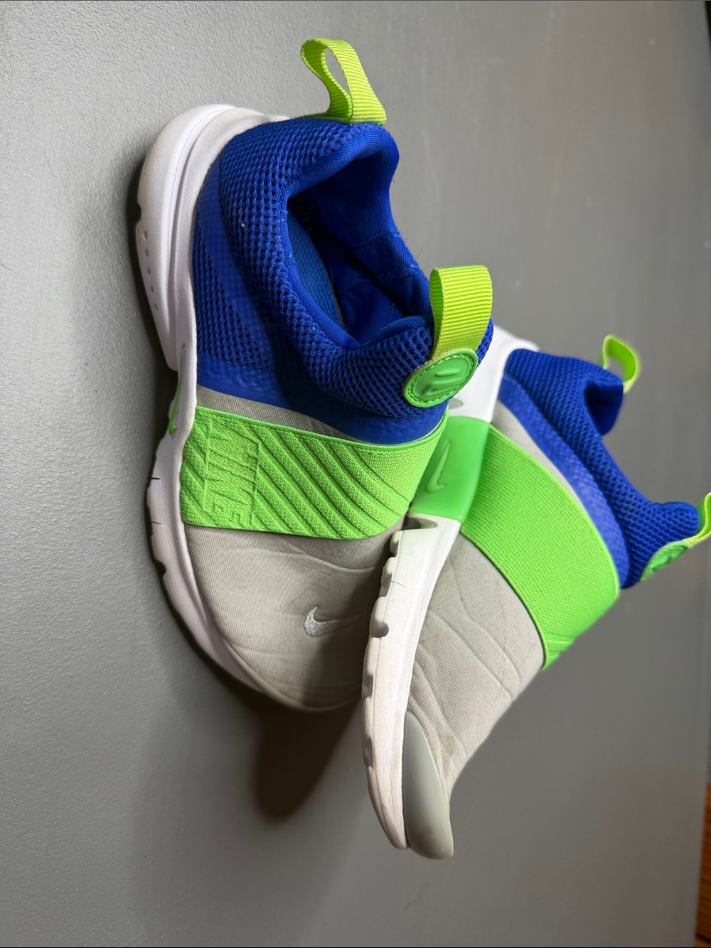 Kid’s Nike - Slip-On Athletic Shoes in Blue and Neon Green. Size: 13